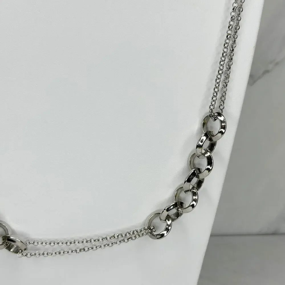 Silver Tone Mixed Link Chain Necklace ✨
